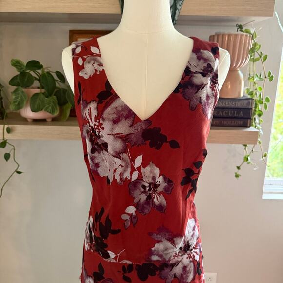 Simply Vera Wang Burnt Orange Floral Maxi Dress Sleeveless Lined Medium Fall - Picture 3 of 9